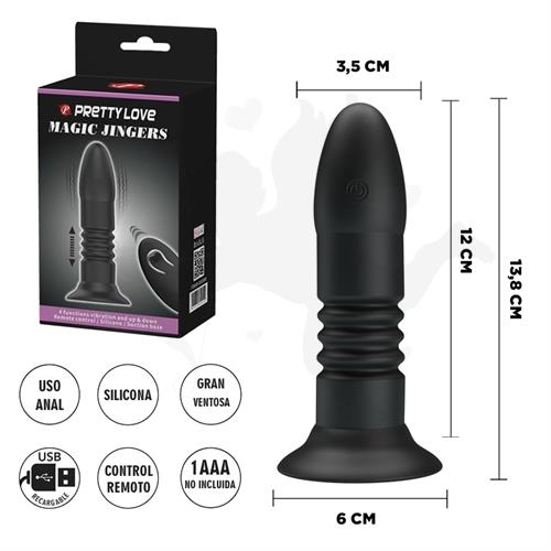 Dildo con sopapa y sistema de movimiento con control inalambrico