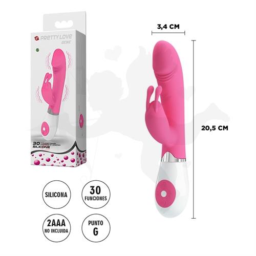 Gene vibrador con estimulador de clitoris y varias funciones